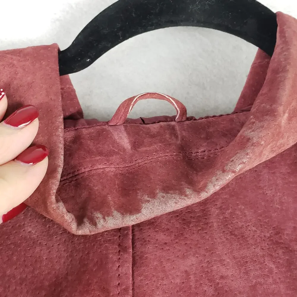 Style & Co Women's 14 Suede Leather Jacket Rusty Red Distressed‎ Western Boho - Picture 8 of 8